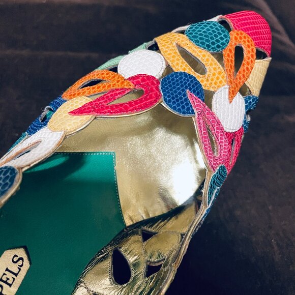 HELENE ARPELS COUTURE 9B Kaleidescope Colorful! SNAKESKIN & Leather 39 EUR - Picture 9 of 11